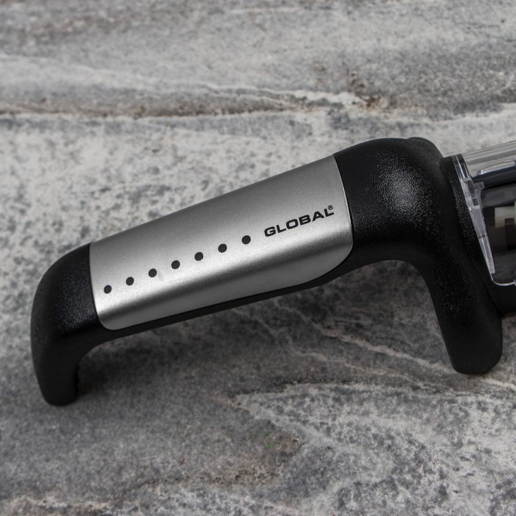 Global Japońska Ceramiczna Ostrzałka Wodna 3 Fazowa Do Ostrzenia Noży Stalowo-Czarna G-913/SB