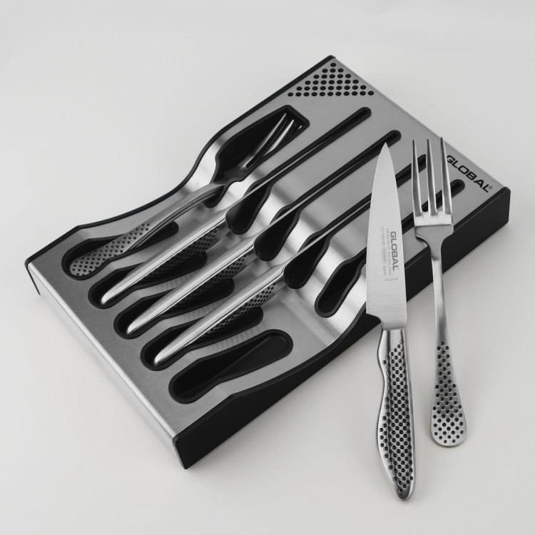 Global Japoński Zestaw Noży Do Steków Dla 4 Osób z Bazą Global Dock Steak Set G-88/4012R