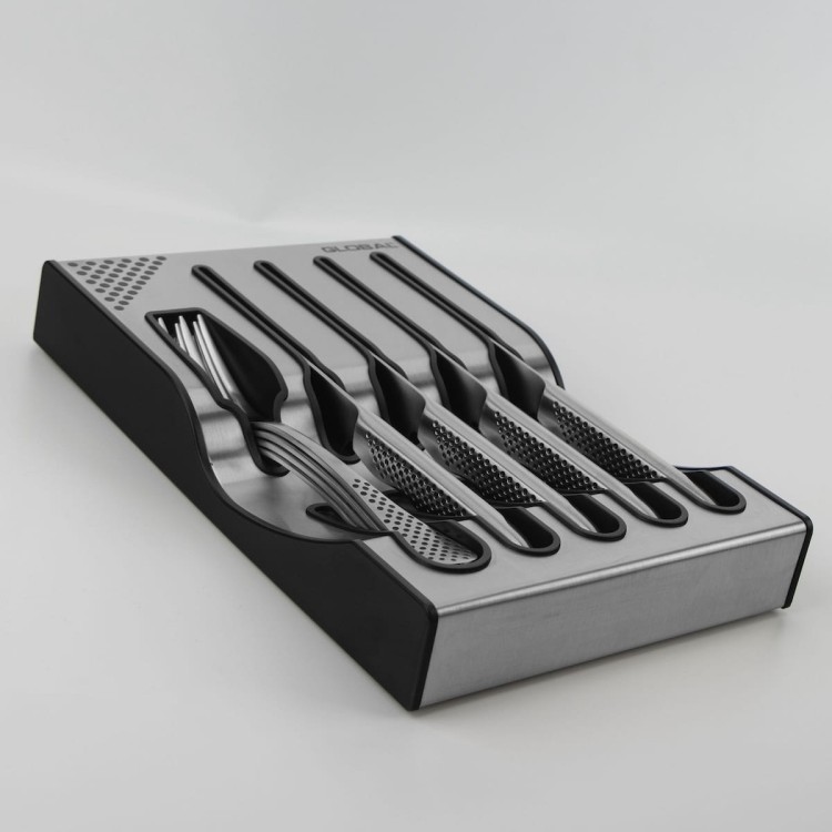 Global Japoński Zestaw Noży Do Steków Dla 4 Osób z Bazą Global Dock Steak Set G-88/4012R