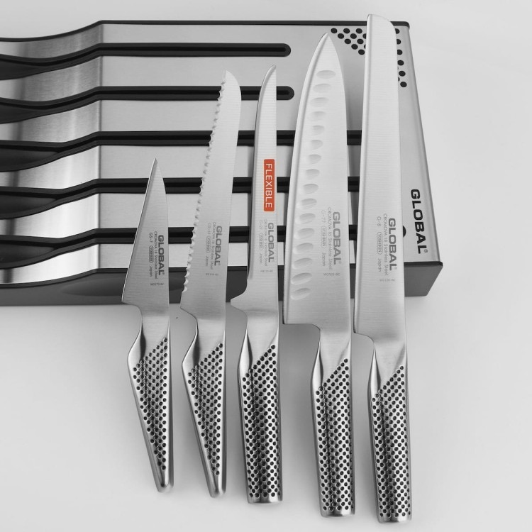 Global Japoński Zestaw 5 Noży Kuchennych z Bazą Global Dock Set B G-88/77821617