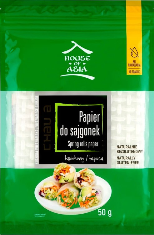Papier z Tapioki Do Sajgonek i Spring Rolls Bezglutenowy 50g HOUSE OF ASIA