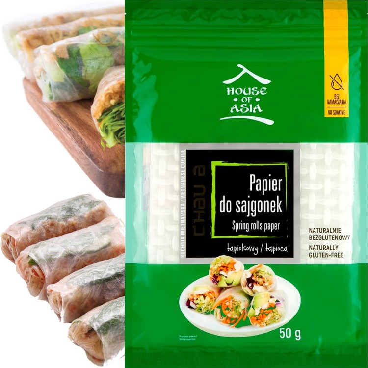 Papier z Tapioki Do Sajgonek i Spring Rolls Bezglutenowy 50g HOUSE OF ASIA