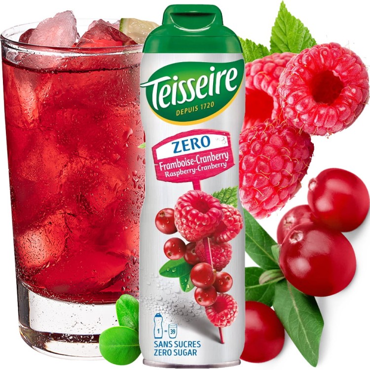 Syrop Koncentrat MALINA ŻURAWINA Raspberry Cranberry BEZ CUKRU 600ml TEISSEIRE