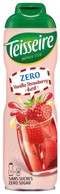 Syrop Koncentrat WANILIA TRUSKAWKA Vanilla Strawberry BEZ CUKRU 600ml TEISSEIRE