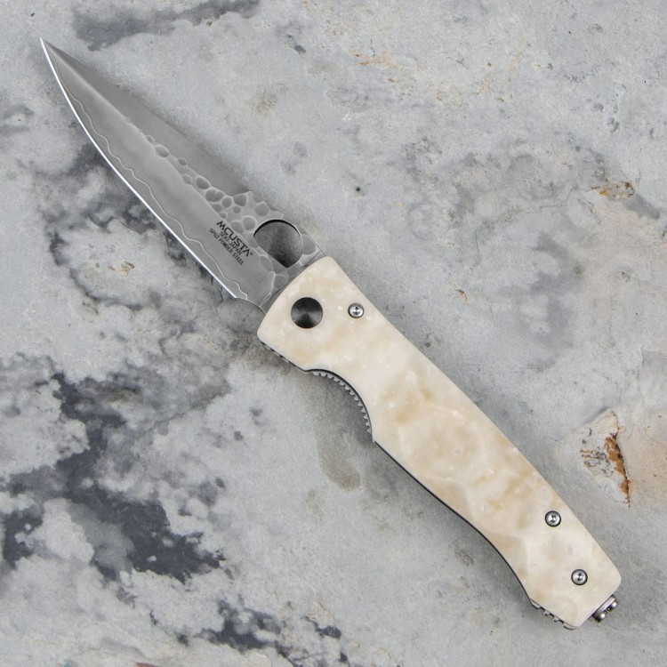 Mcusta Zanmai Elite Corian Damascus Japoński Nóż Składany 9cm