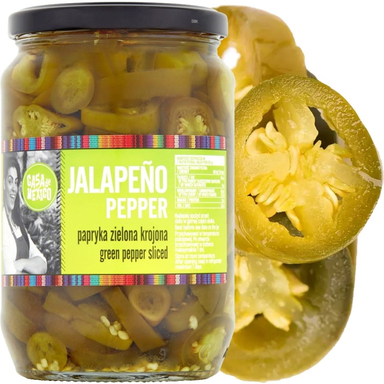 Papryka Zielona Jalapeno Krojona Green Pepper 670g CASA DE MEXICO