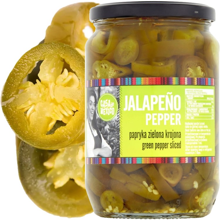 Papryka Zielona Jalapeno Krojona Green Pepper 670g CASA DE MEXICO