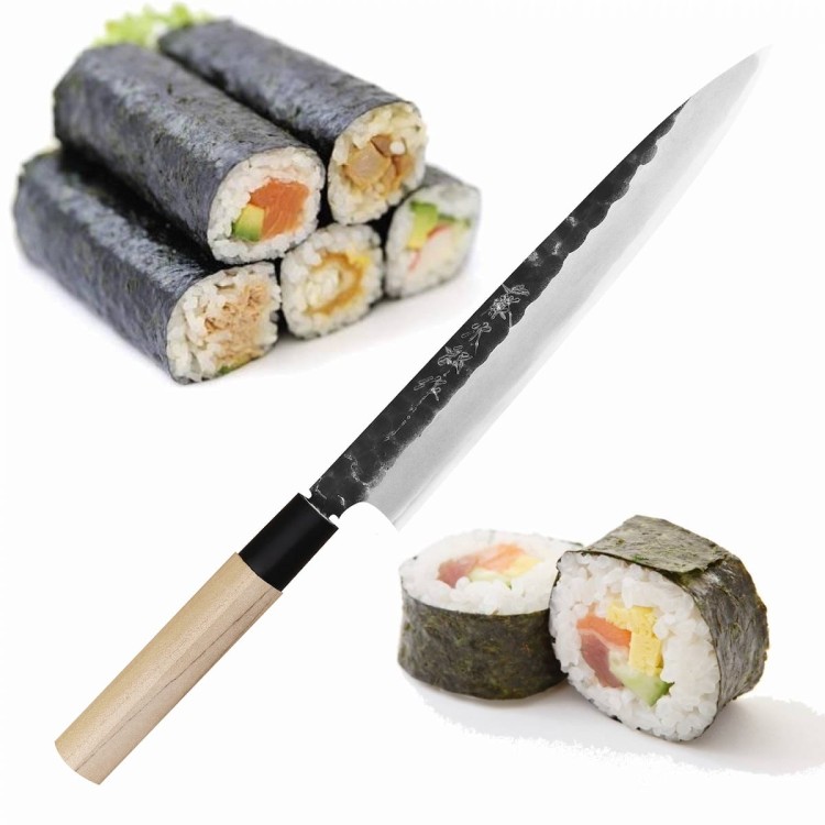 Tojiro Black Hammered Shirogami#2 Japoński Nóż Yanagiba Do Sushi 21cm
