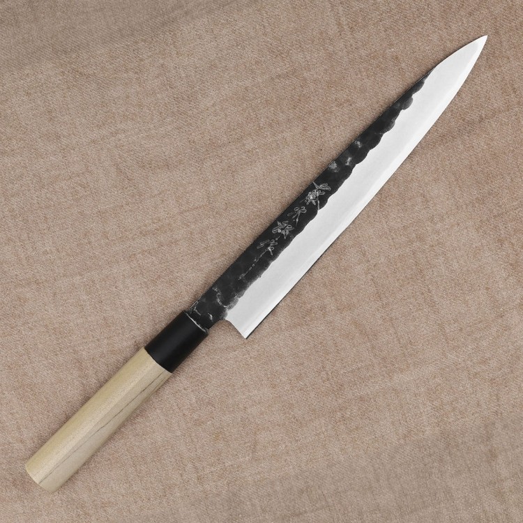 Tojiro Black Hammered Shirogami#2 Japoński Nóż Yanagiba Do Sushi 21cm