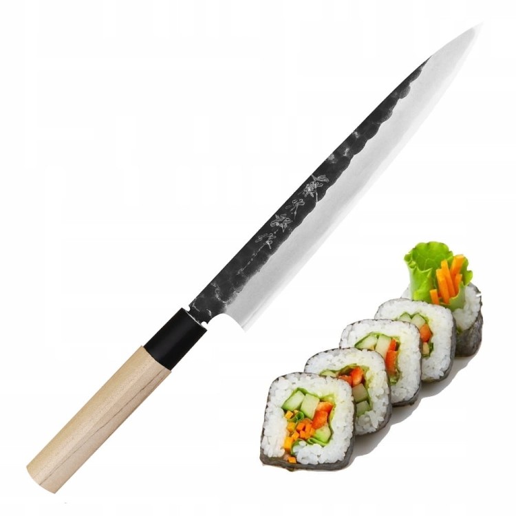Tojiro Black Hammered Shirogami#2 Japoński Nóż Yanagiba Do Sushi 21cm