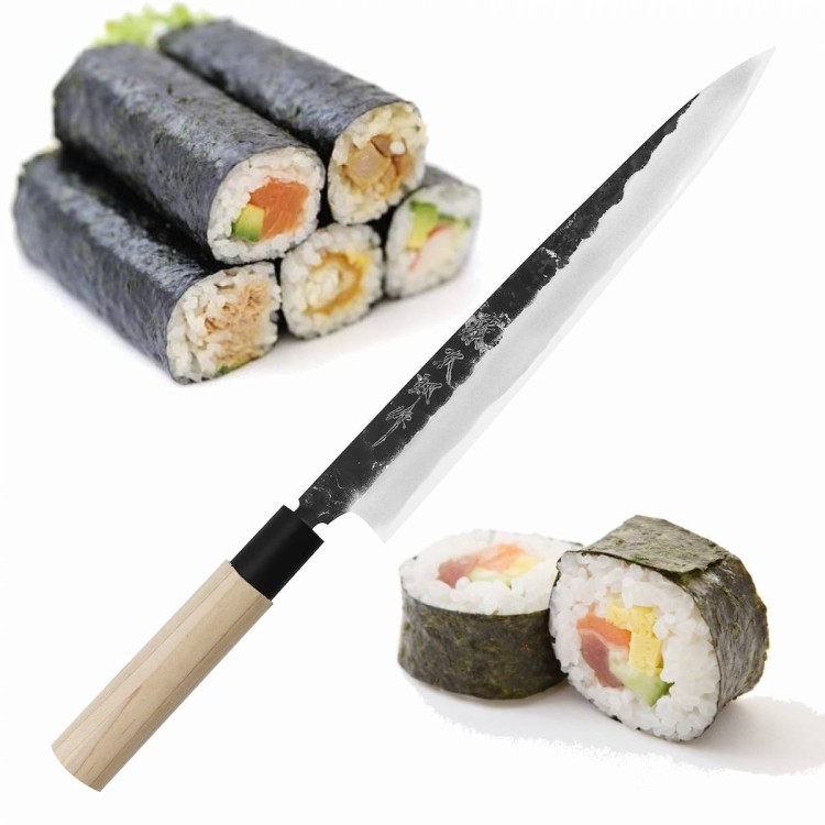 Tojiro Black Hammered Shirogami#2 Japoński Nóż Yanagiba Do Sushi 24cm