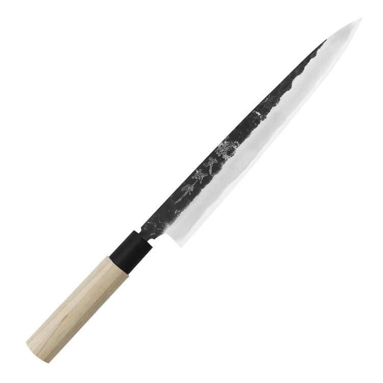 Tojiro Black Hammered Shirogami#2 Japoński Nóż Yanagiba Do Sushi 24cm