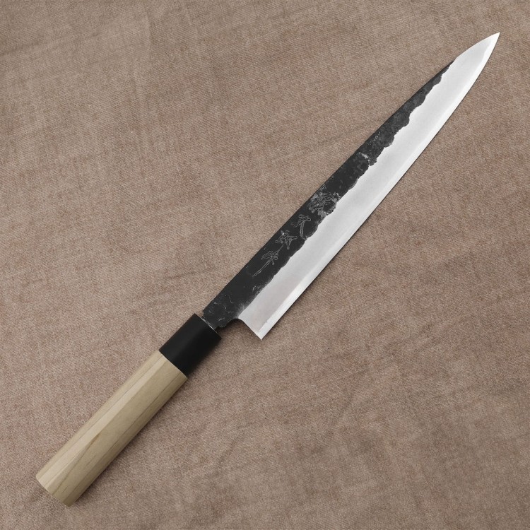 Tojiro Black Hammered Shirogami#2 Japoński Nóż Yanagiba Do Sushi 24cm
