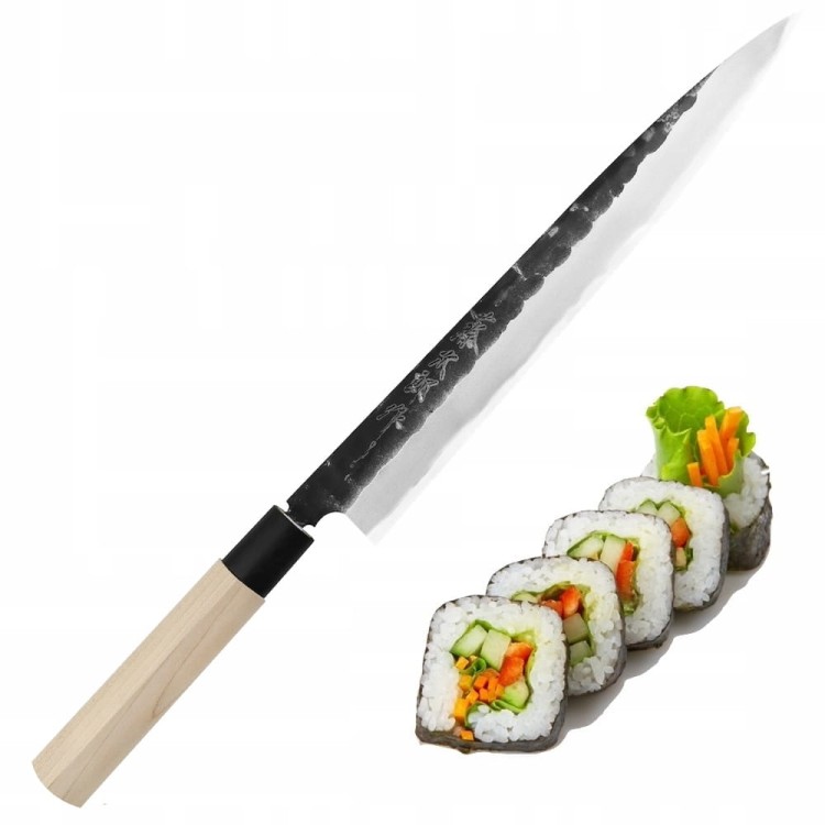 Tojiro Black Hammered Shirogami#2 Japoński Nóż Yanagiba Do Sushi 27cm