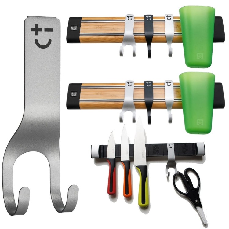 BISBELL Haczyk Na Listwę Podwójny Srebrny Metalowy 1 Sztuka