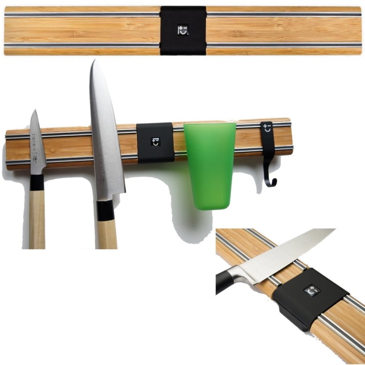 BISBELL Dwuczęściowa Listwa Magnetyczna Bambusowa Na Noże 45cm 450mm