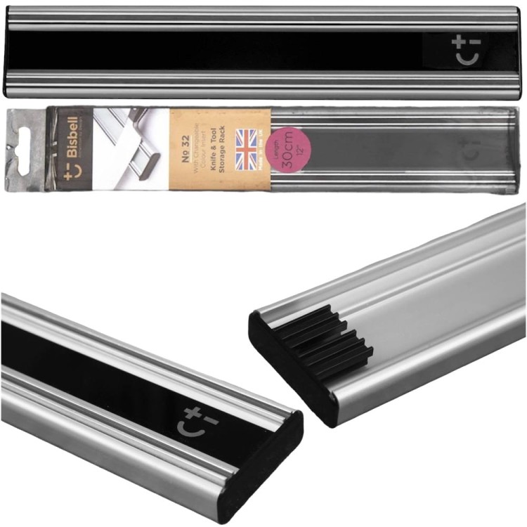 BISBELL Lustrzana Listwa Magnetyczna Czarna Na Noże 30cm 300mm