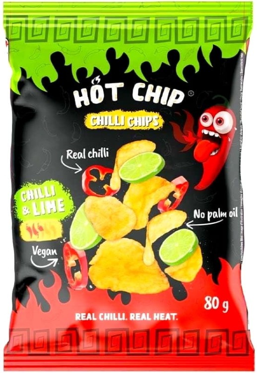 Chipsy Ziemniaczane z Chilli i Limonką Zdrowe Bez Dodatków 80g HOT CHIP