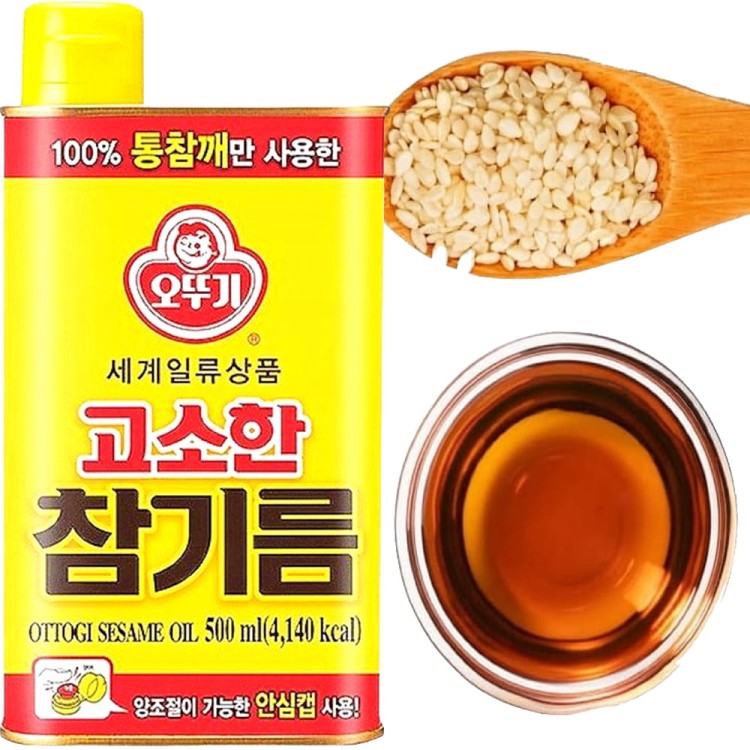 Olej Sezamowy Koreański 100% z Prażonych Ziaren 500ml OTTOGI