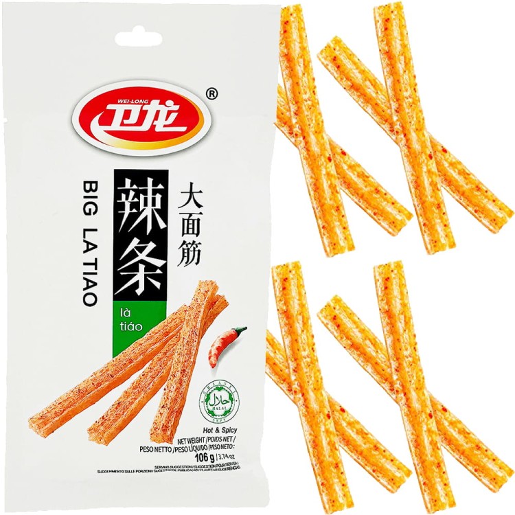 Chińska Pikantna Przekąska Big La Tiao HOT & SPICY 106g WEI-LONG