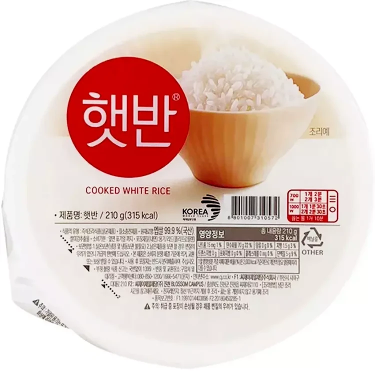 Gotowany Koreański Biały Ryż Kleisty HETBAN 210g CJ FOODS