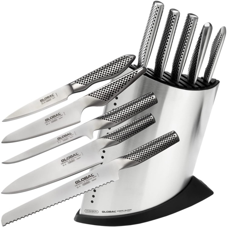 Global Japoński Komplet 5 Noży w Stalowym Bloku GKB52-SET5