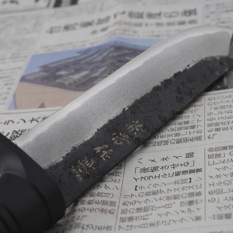 Kanetsune Shirogami#2 KURO-ONE Damascus Japoński Nóż Myśliwski 15cm