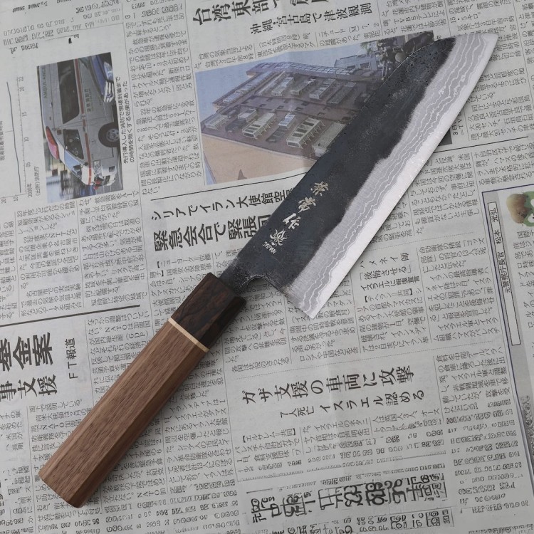 Kanetsune Shirogami#2 Damascus MATSU-ZUMI-YAKI Japoński Nóż Santoku 17cm