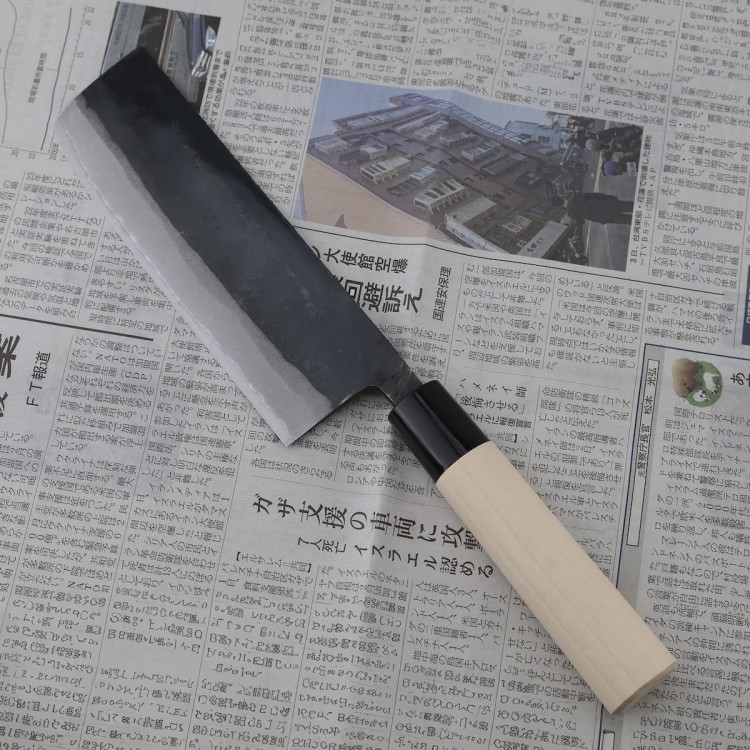 Kanetsune Aogami#2 Kurouchi Japoński Nóż Nakiri 16,5cm