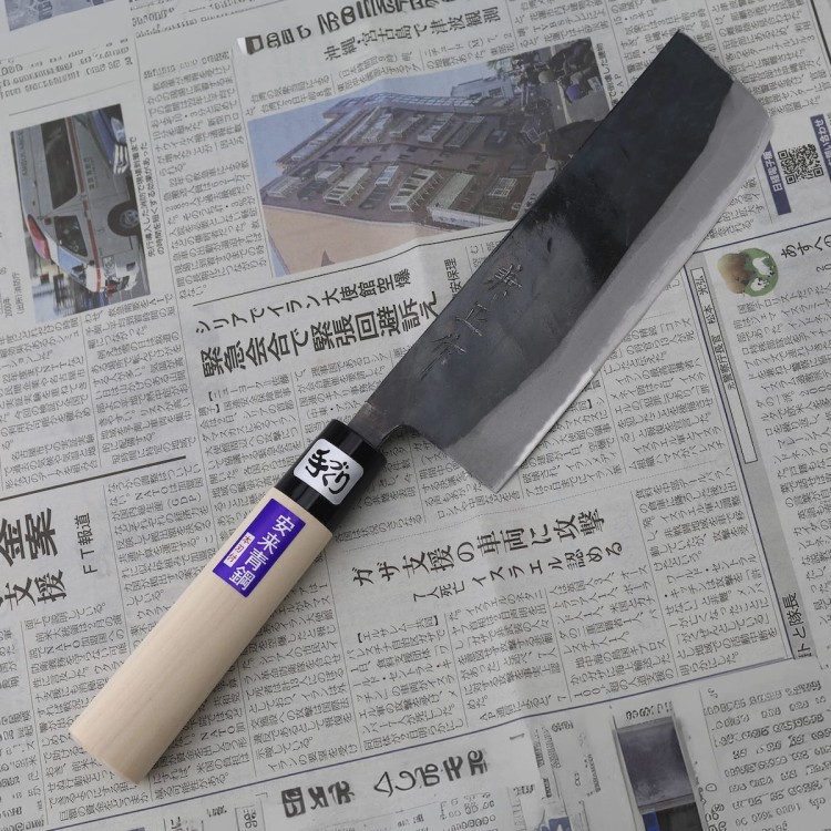 Kanetsune Aogami#2 Kurouchi Japoński Nóż Nakiri 16,5cm