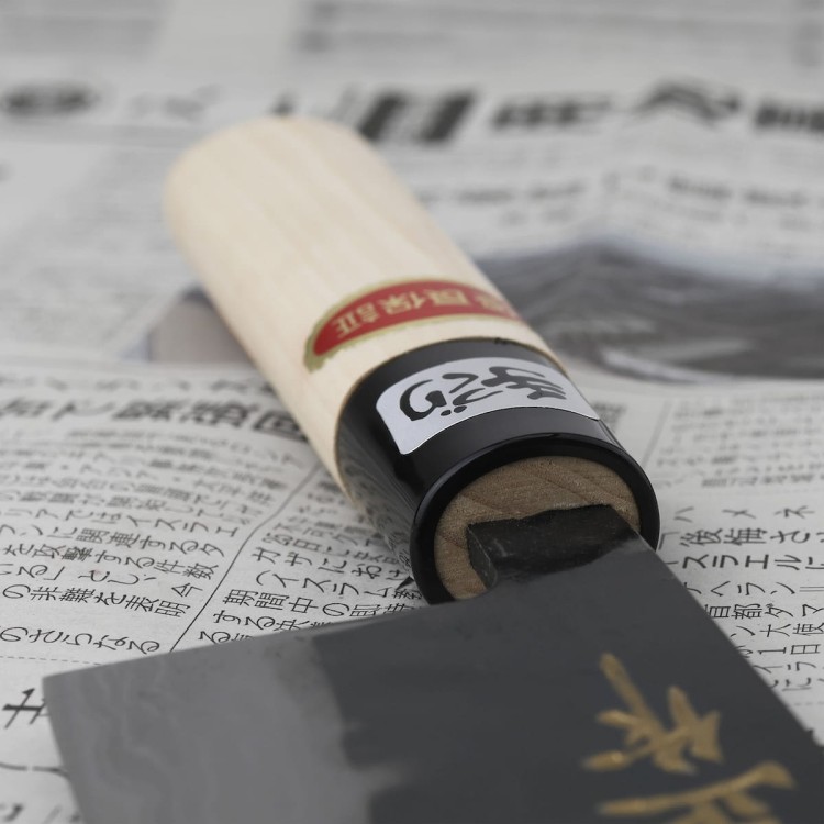 Kanetsune Shirogami#2 Damascus Kurouchi Japoński Nóż Nakiri 16,5cm