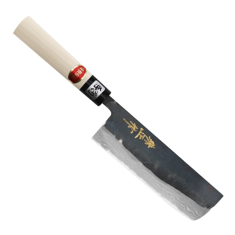 Kanetsune Shirogami#2 Damascus Kurouchi Japoński Nóż Nakiri 16,5cm