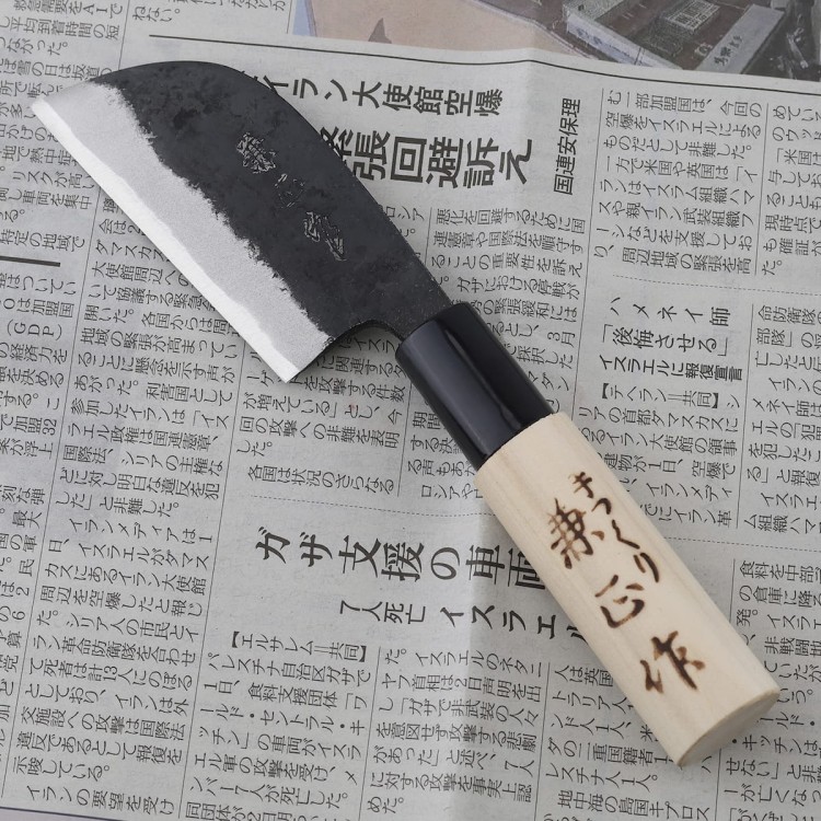 Kanetsune Shirogami#3 Kurouchi Japoński Nóż Kawa-Muki 8cm