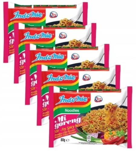 WIELOPAK Makaron Mi Goreng Stri Fry Spicy Pedas Indonezyjski 5x80g INDOMIE