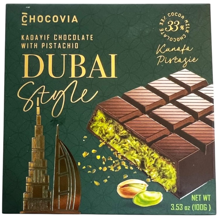 Czekolada Dubajska Mleczna z Nadzieniem Pistacjowym i Kadayif 100g CHOCOVIA