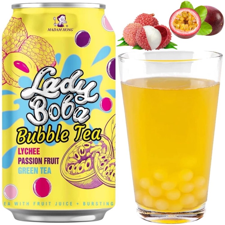 Herbata Zielona Bąbelkowa Bubble Tea Liczi Marakuja 320ml Lady Boba MADAM HONG