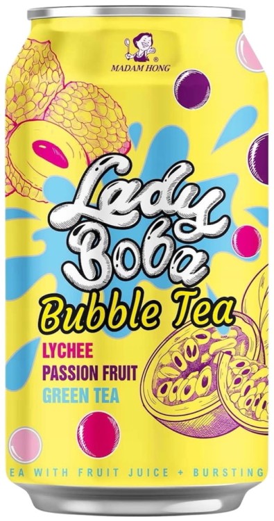 Herbata Zielona Bąbelkowa Bubble Tea Liczi Marakuja 320ml Lady Boba MADAM HONG