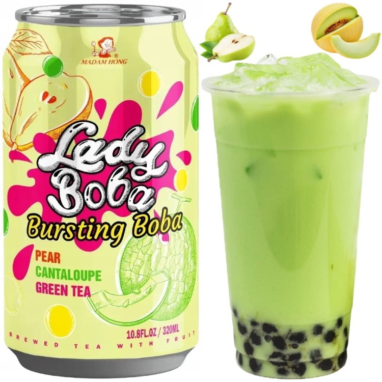 Herbata Zielona Bąbelkowa Bubble Tea Gruszka Melon 320ml Lady Boba MADAM HONG