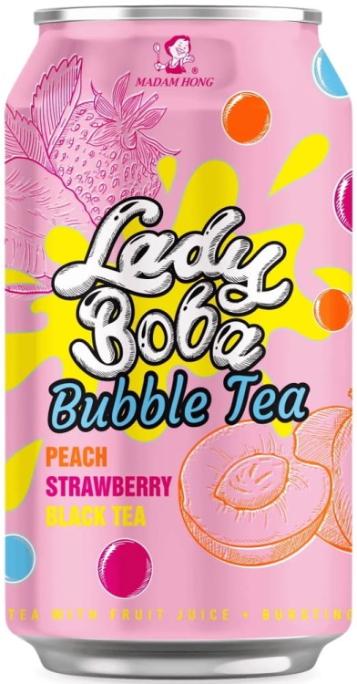 Herbata Czarna Bąbelkowa Bubble Tea Brzoskwinia Truskawka 320ml Lady Boba MADAM HONG