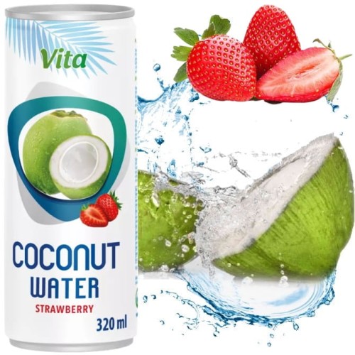 Naturalna Zdrowa Woda Kokosowa z Zielonego Kokosa 100% Nawodnienie Truskawka 320ml 0,32L VITA