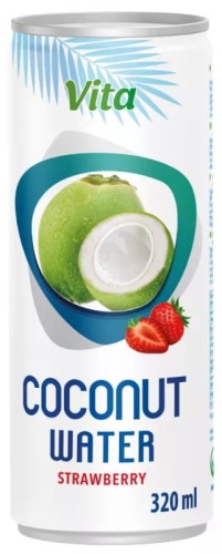 Naturalna Zdrowa Woda Kokosowa z Zielonego Kokosa 100% Nawodnienie Truskawka 320ml 0,32L VITA