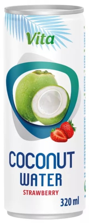 Naturalna Zdrowa Woda Kokosowa z Zielonego Kokosa 100% Nawodnienie Truskawka 320ml 0,32L VITA