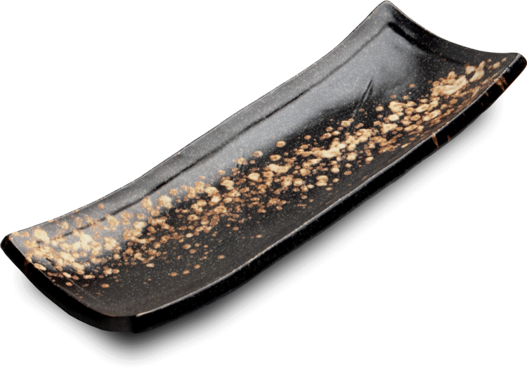 Ceramiczny Talerz Do Serwowania Sushi Brązowo Szary 24,5cm x 9cm x 3,5cm EDO JAPAN