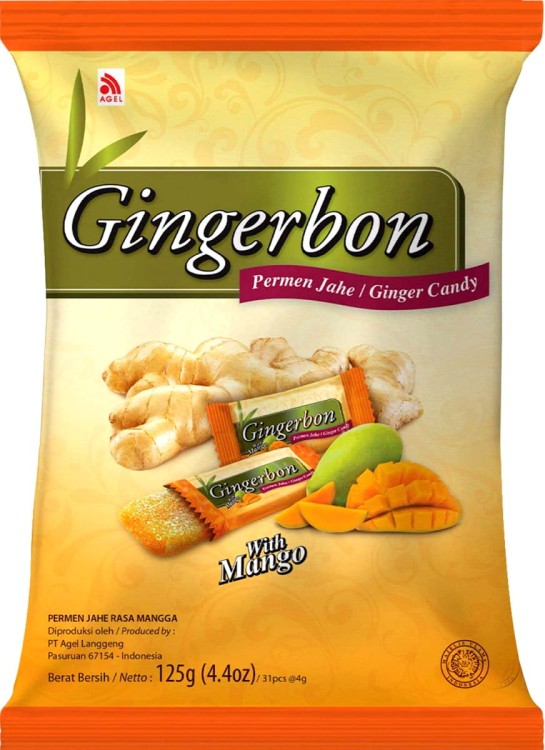 ZESTAW 4 RODZAJE Cukierki Imbirowe Original Cytryna-Mód Mango i Mięta 4x125g GINGERBON