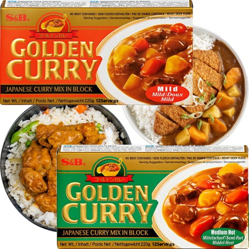ZESTAW 2 RÓŻNE Golden Curry MILD - MEDIUM HOT - 24 Porcje 2x220g S&B