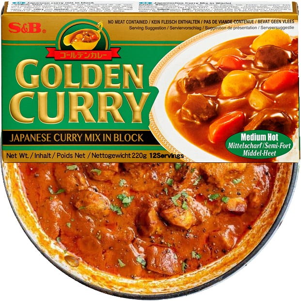 ZESTAW 2 RÓŻNE Golden Curry MILD - MEDIUM HOT - 24 Porcje 2x220g S&B