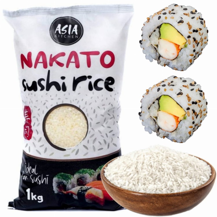WIELOPAK Ryż Kleisty Do Sushi Nakato Okrągłe Ziarno 5x1kg ASIA KITCHEN