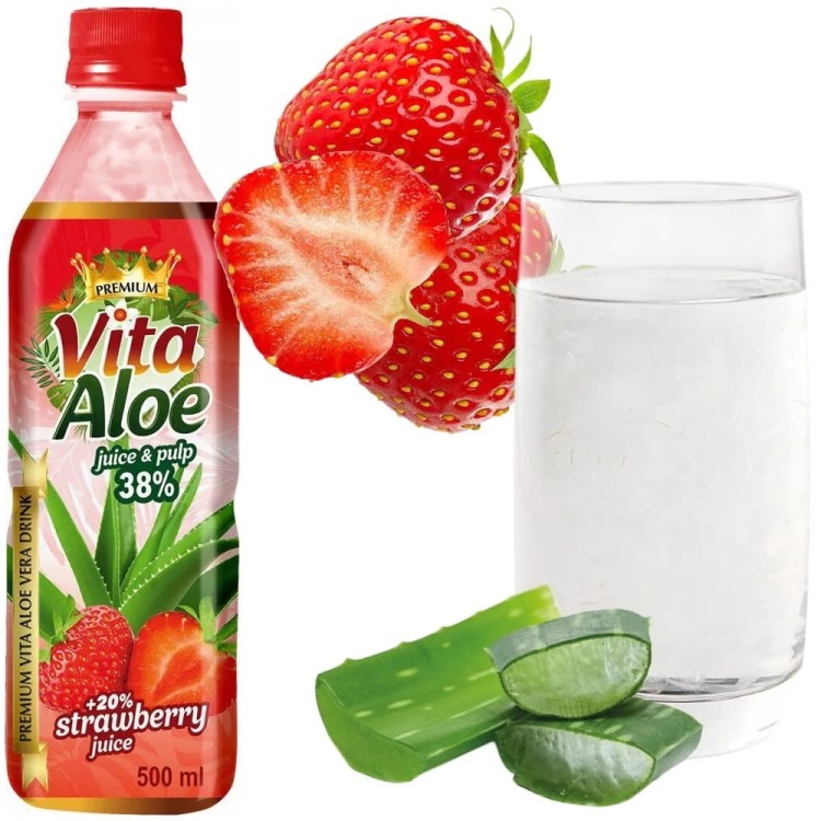 Napój Aloesowy Aloe Vera z Naturalnymi Cząsteczkami Miąższu TRUSKAWKA 500ml VITA ALOE