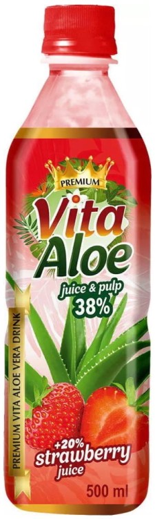 Napój Aloesowy Aloe Vera z Naturalnymi Cząsteczkami Miąższu TRUSKAWKA 500ml VITA ALOE