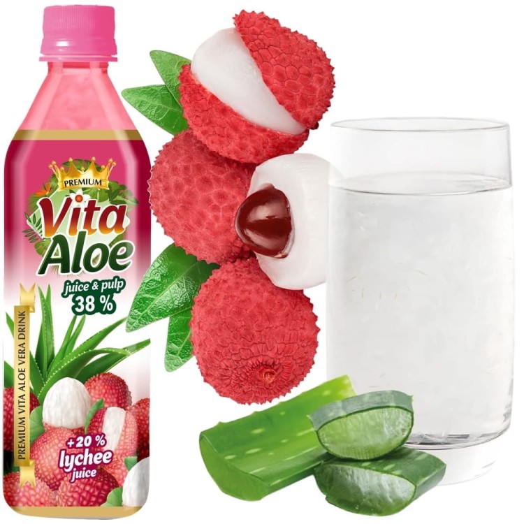 Napój Aloesowy Aloe Vera z Naturalnymi Cząsteczkami Miąższu LYCHEE 500ml VITA ALOE